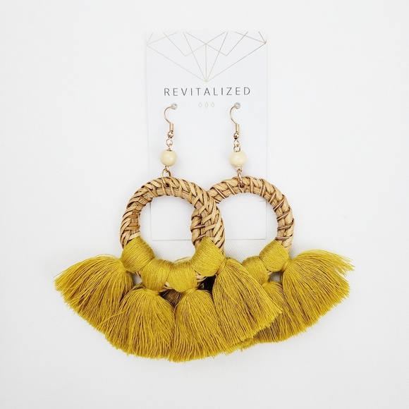 revitalized Jewelry - Circle Rattan Tassel Earrings